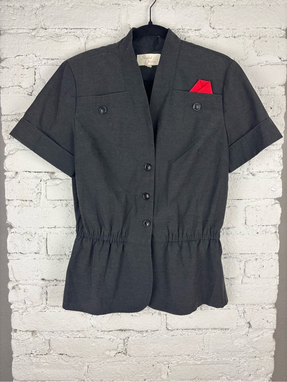 Vintage Sherbet Originals Dark Charcoal Short-Sleeve Work Blazer